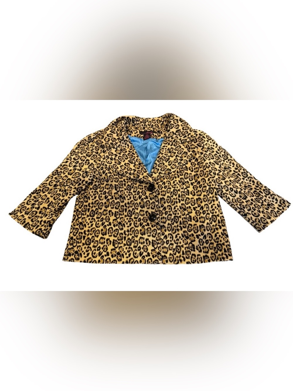WILLI SMITH Leopard Print Blazer Jacket 3/4 Sleeve Boxy Lined Size 10 Y2K
